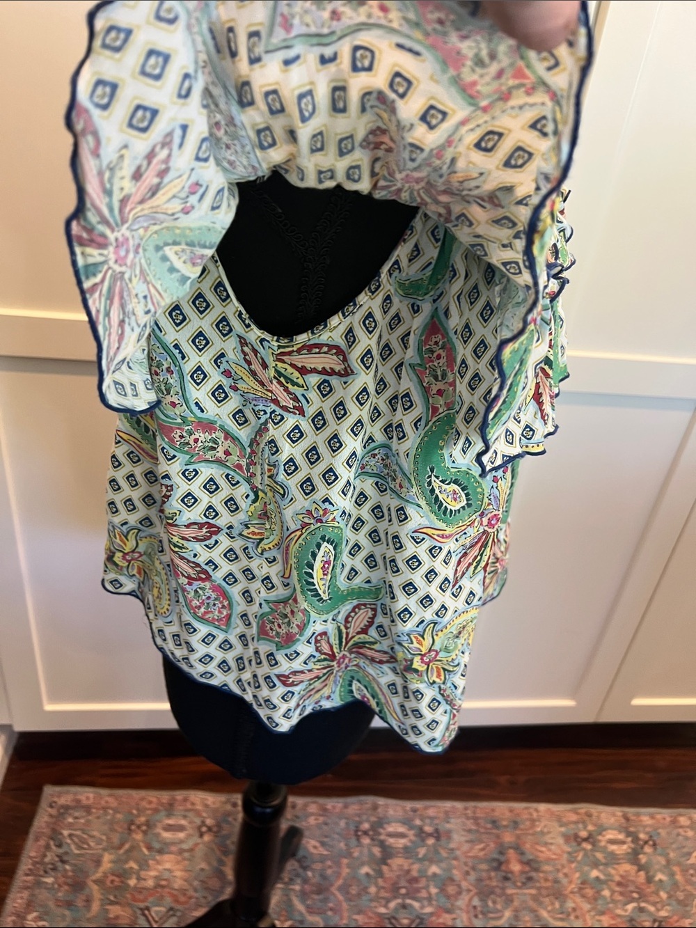 Zara Floral Paisley Ruffle Off-The-Shoulder Boho Blouse - Size Medium - Picture 4 of 8